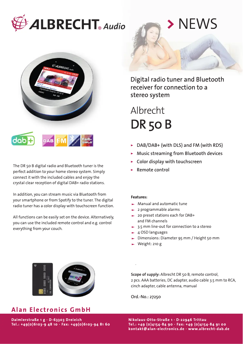 Page 1 of the manual Technical Sheet Albrecht DR 50 B