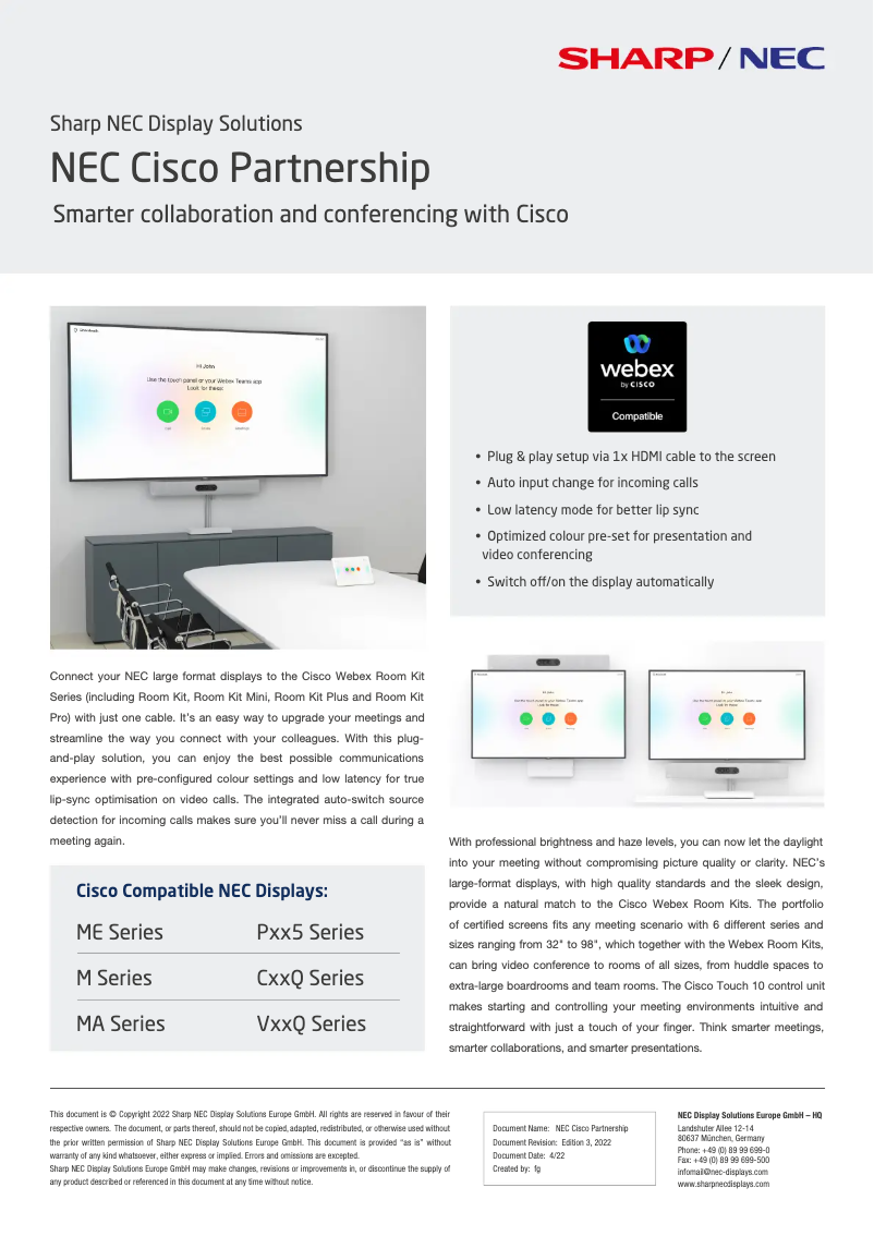 First page image of the manual for MultiSync V864Q