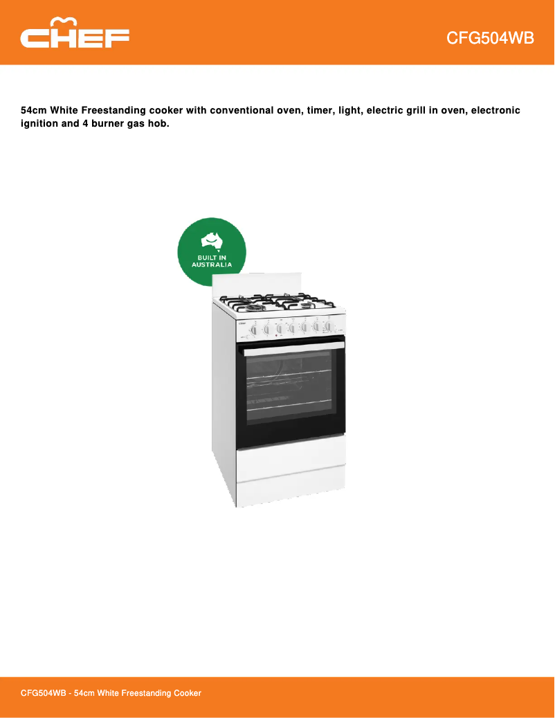 First page image of the manual for CFG504WB