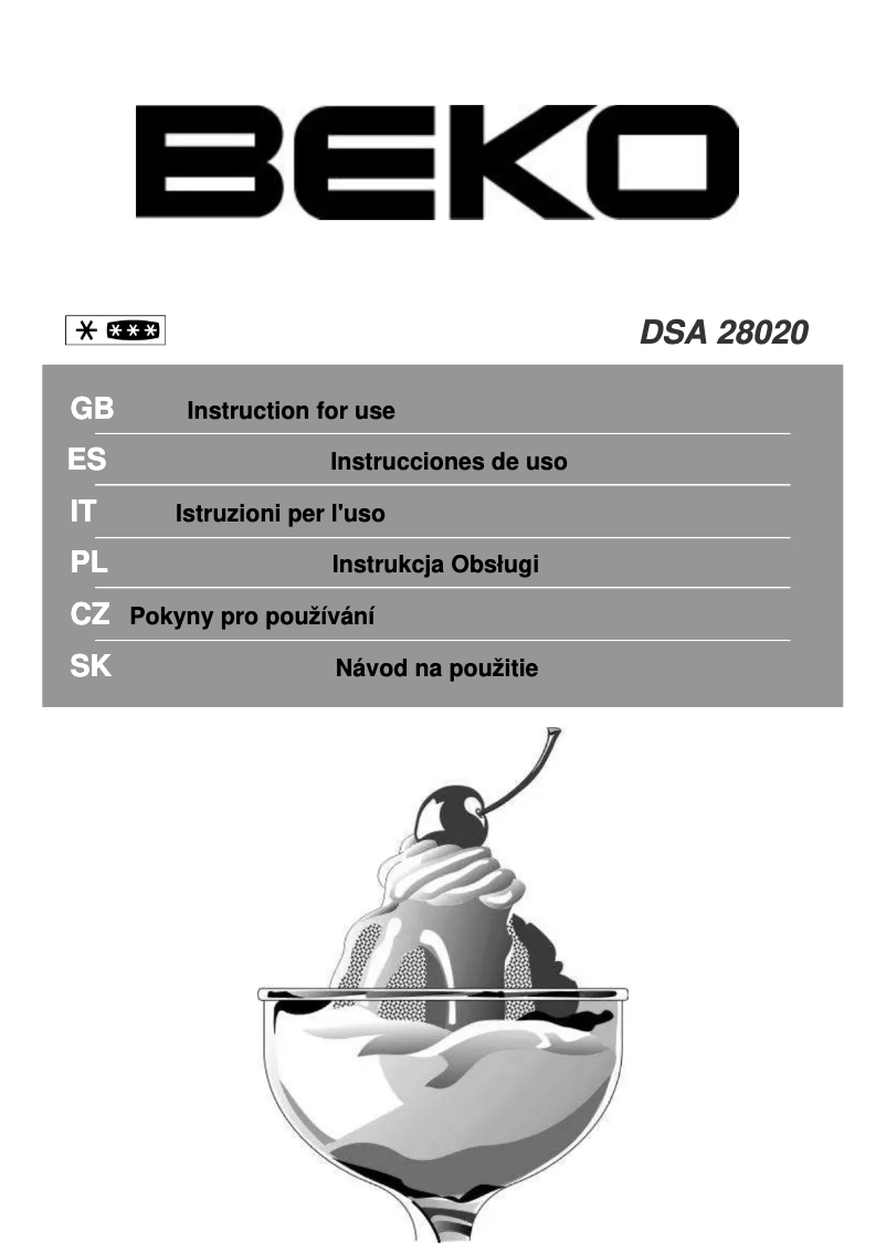 Page 1 of the manual User Manual Beko DSA28020