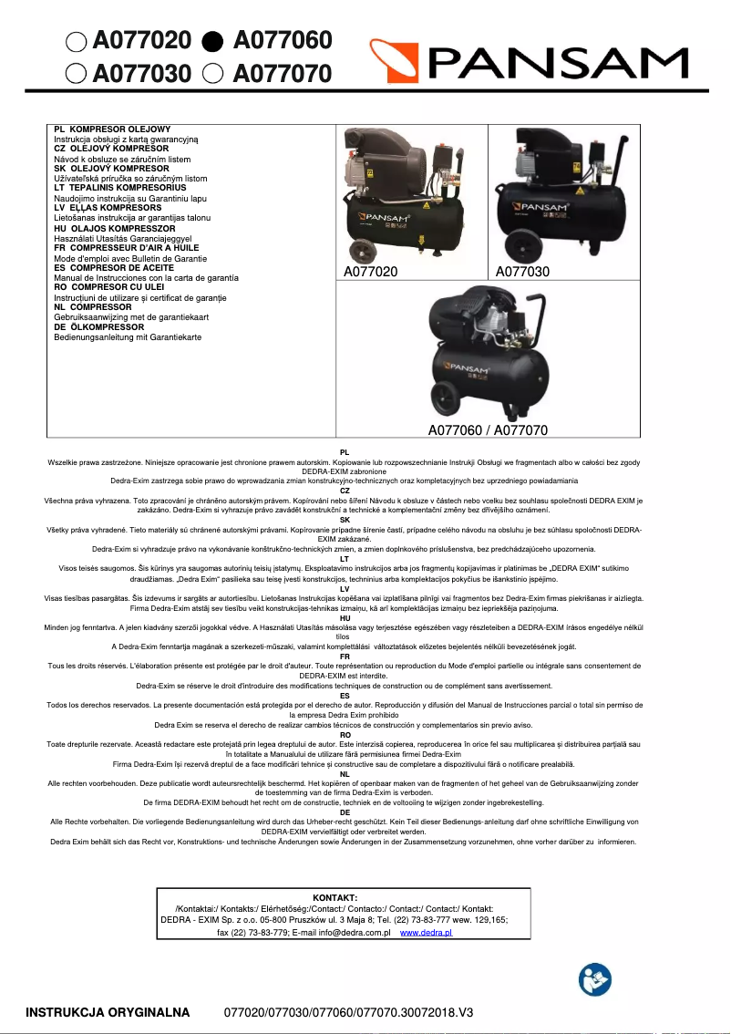 First page image of the manual for A077060