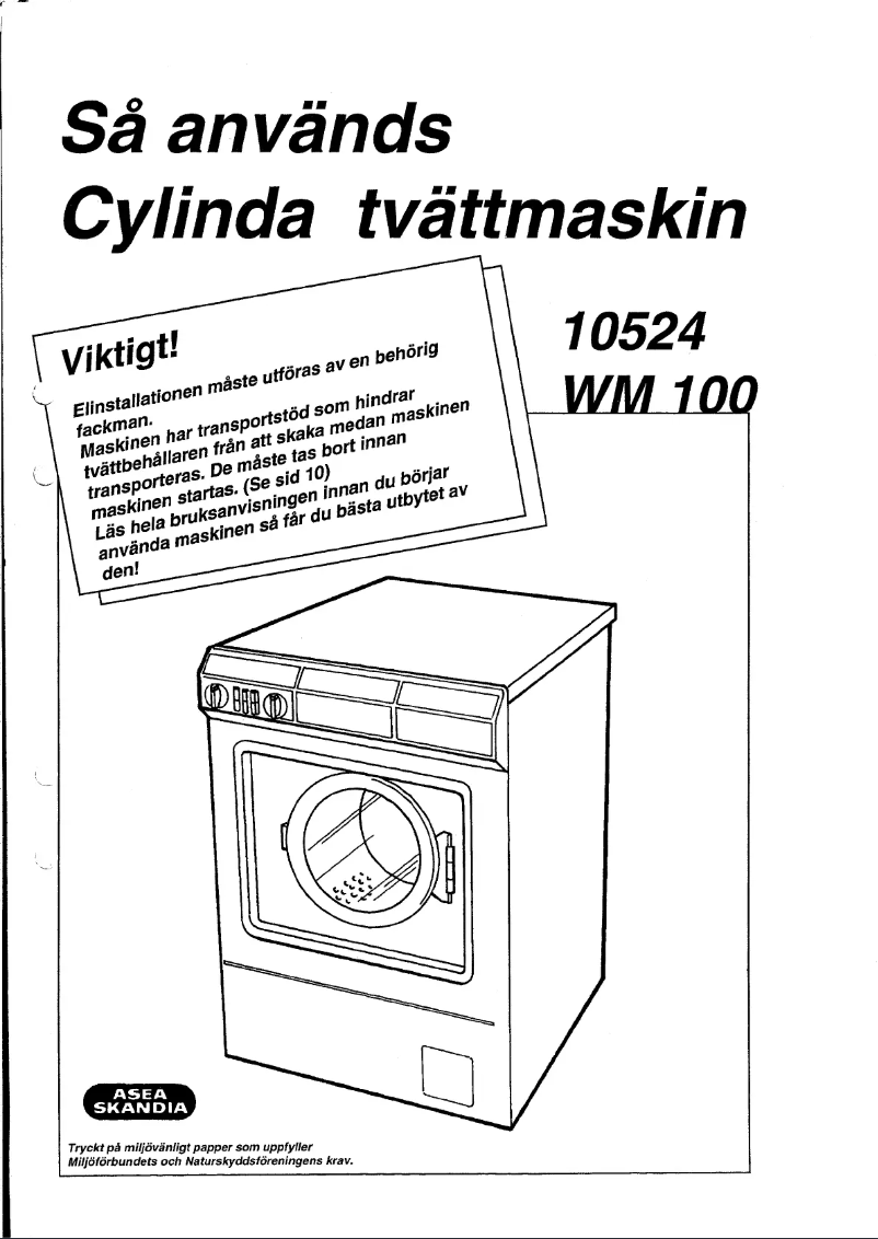 First page image of the manual for 10524 WM 100