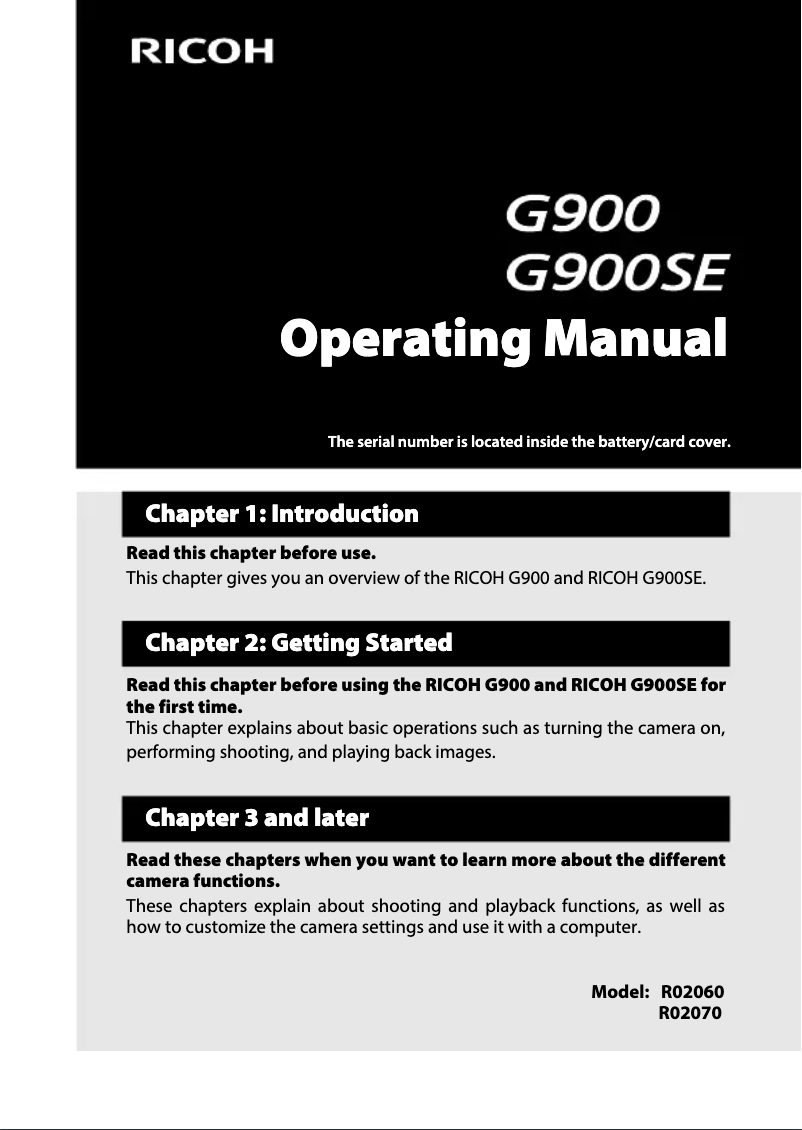 First page image of the manual for G900
