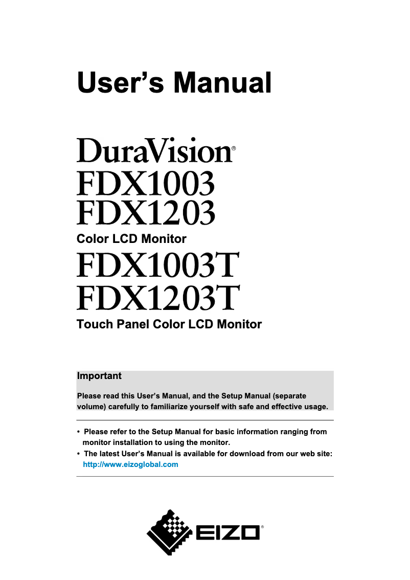 First page image of the manual for DuraVision FDX1203