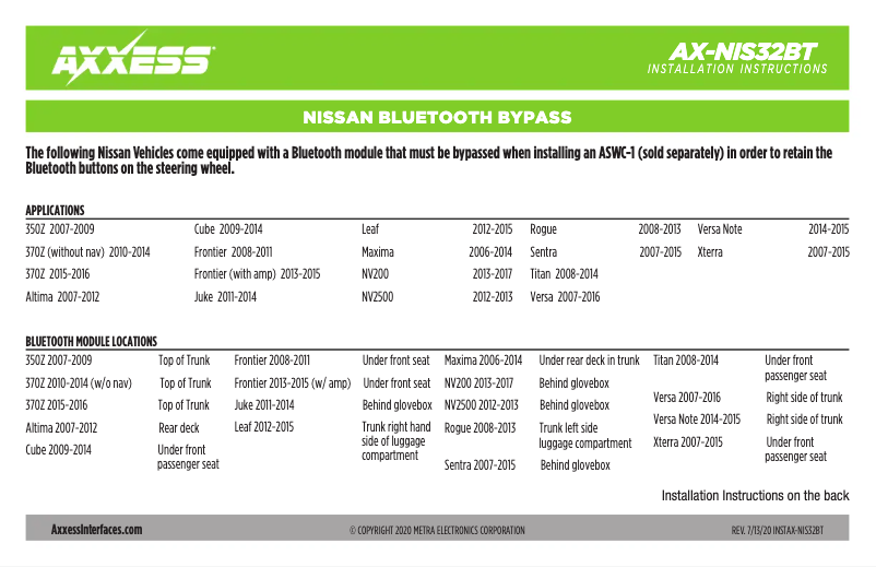 Page 1 of the manual User Manual AXESS AX-NIS32BT