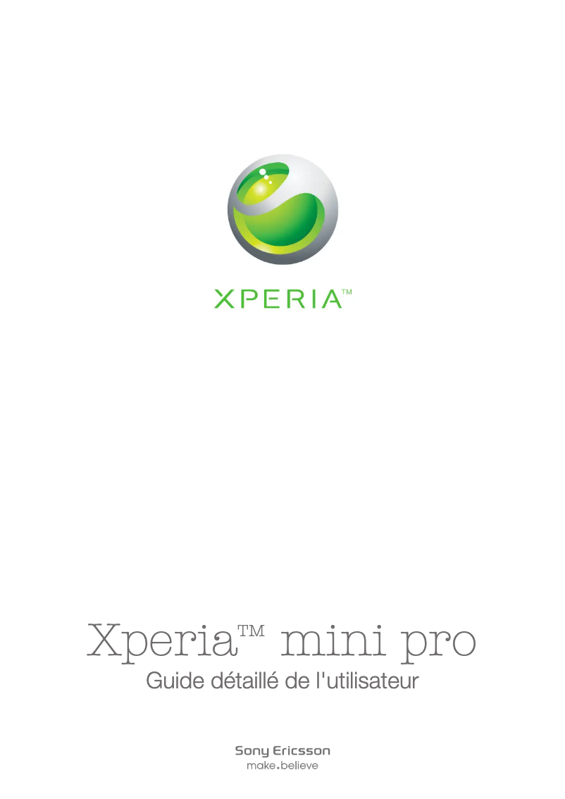 Page 1 of the manual User Manual Sony Ericsson Xperia Mini Pro