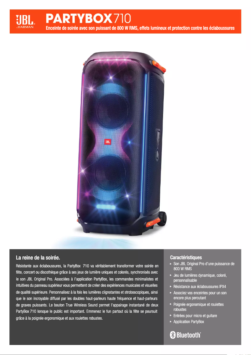 Page 1 of the manual Technical Sheet JBL PartyBox 710