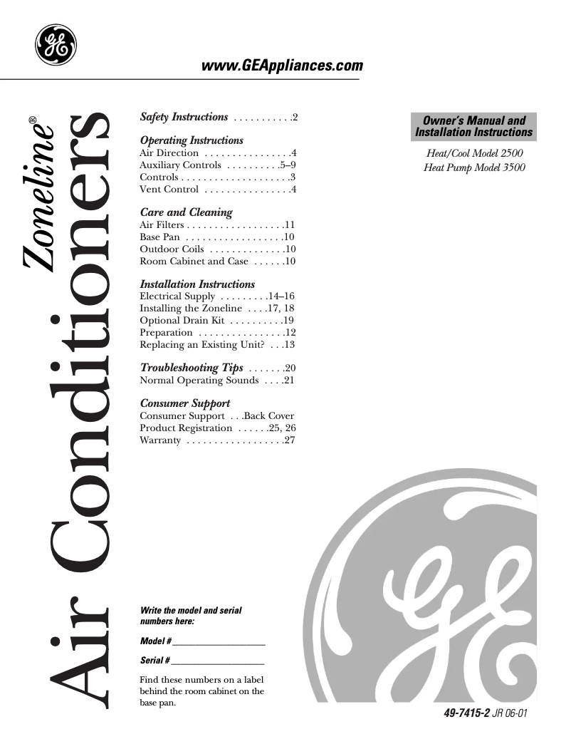 First page image of the manual for AZ35H09E4D