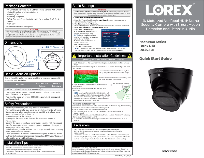 Page 1 of the manual Quick Start Guide Lorex LNE9292