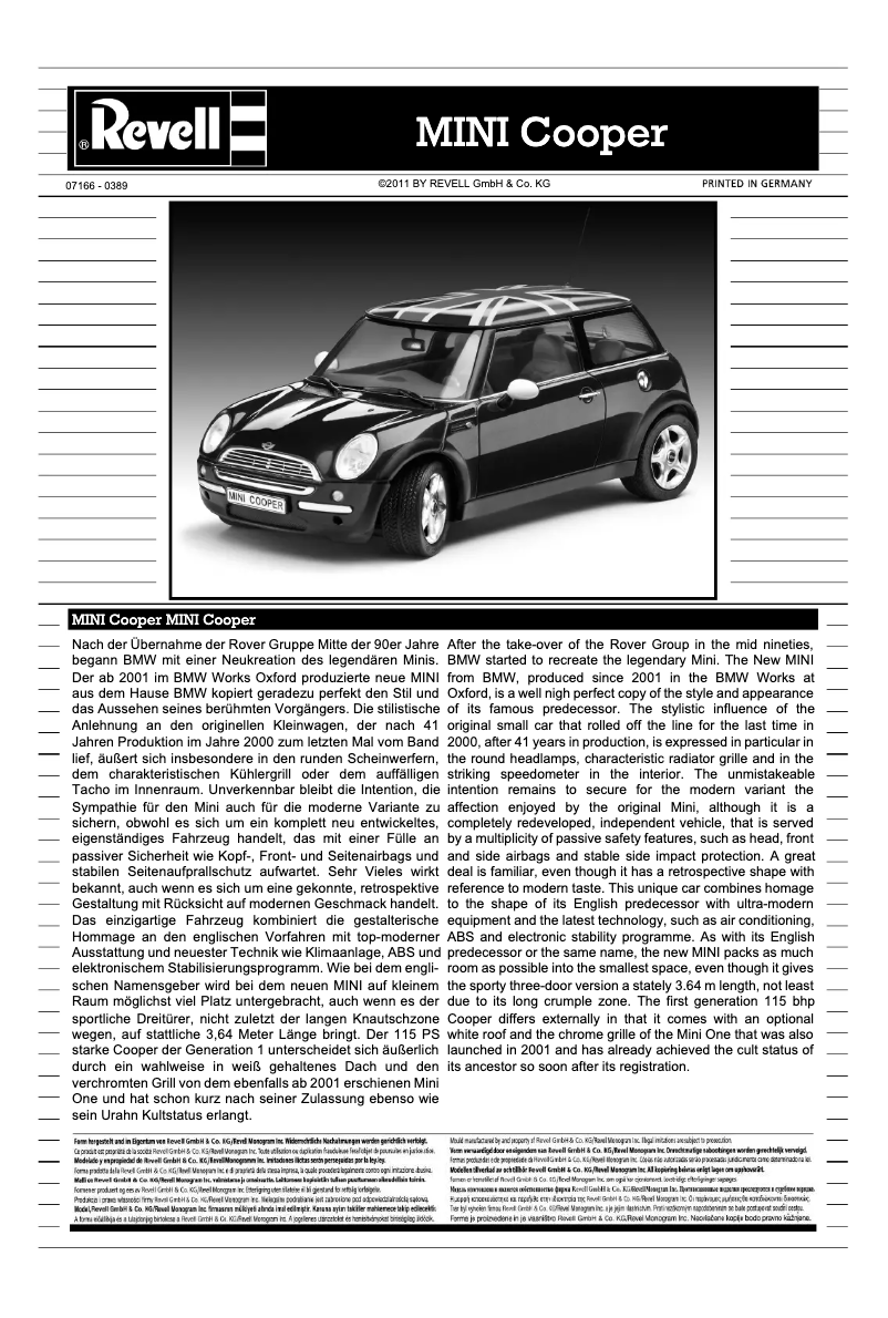 Page 1 of the manual User Manual Revell MINI Cooper