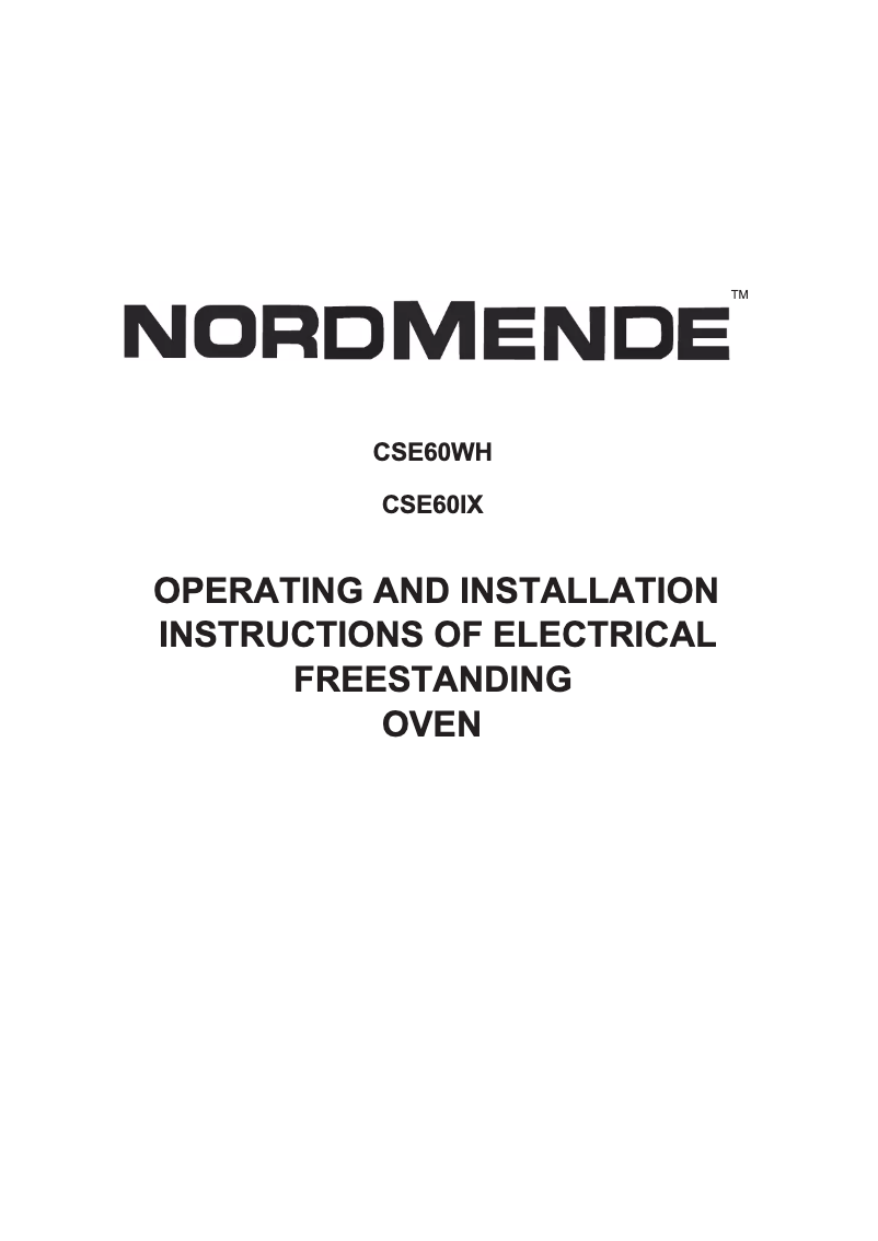 First page image of the manual for CSE60W