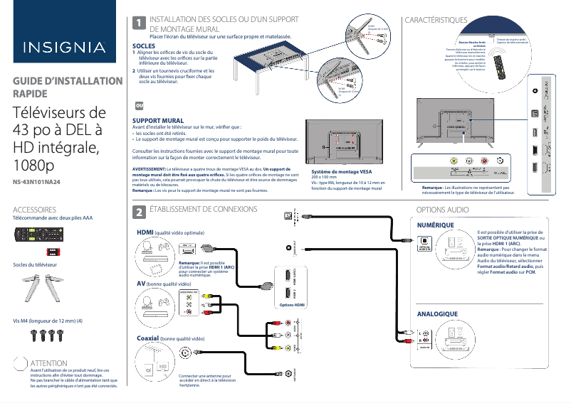 First page image of the manual for NS-43N101NA24