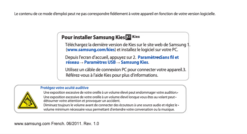 Page 1 of the manual User Manual Samsung Galaxy S WiFi 5.0