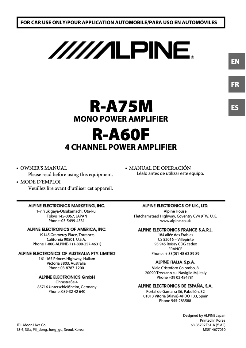 First page image of the manual for R-A75M
