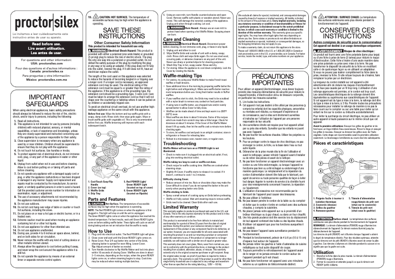 Page 1 of the manual User Manual Proctor Silex 26090PS