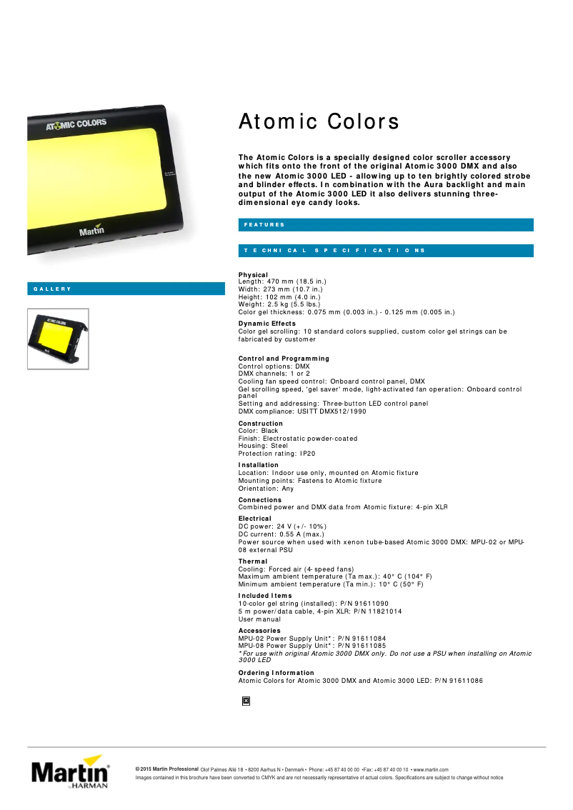 First page image of the manual for Atomic Colors