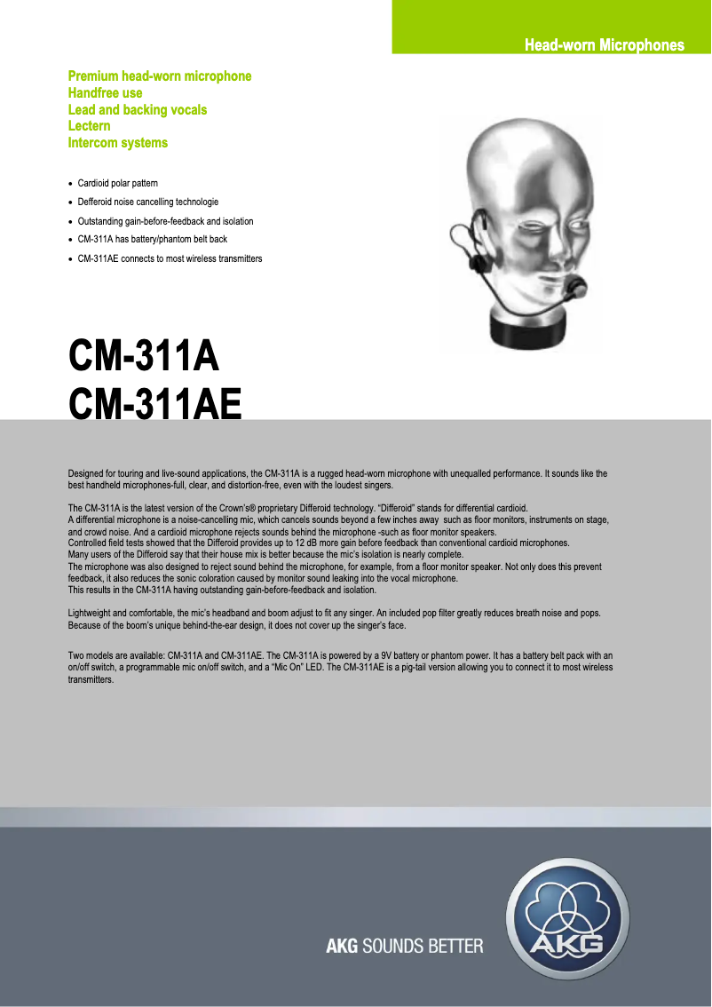 First page image of the manual for CM311