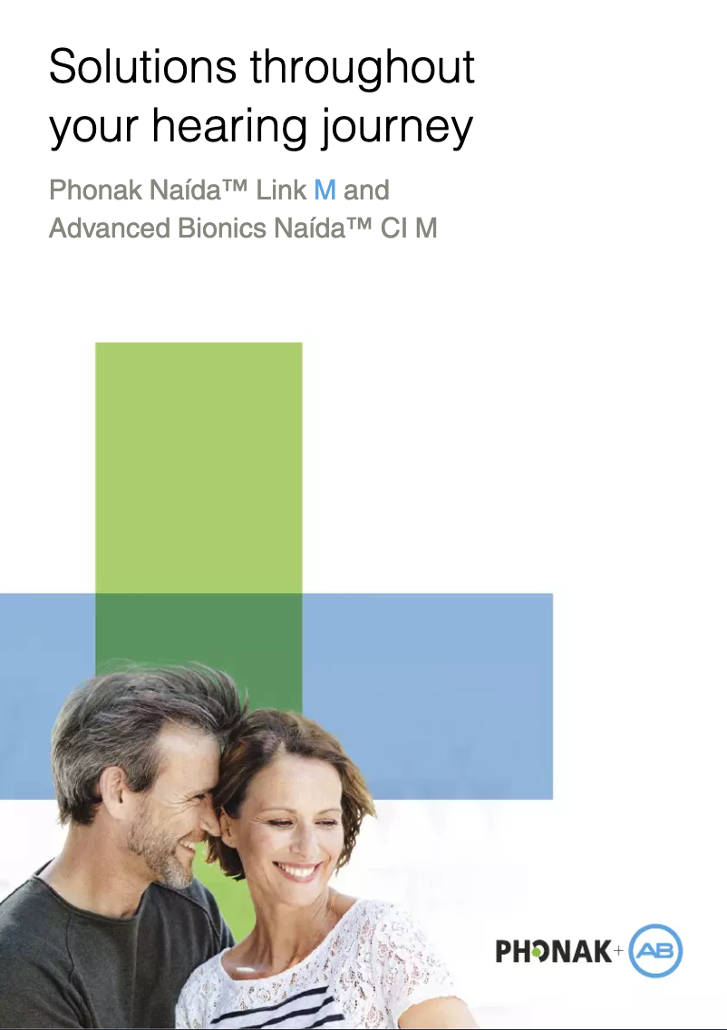 Page 1 of the manual Brochure Phonak Naída Link M