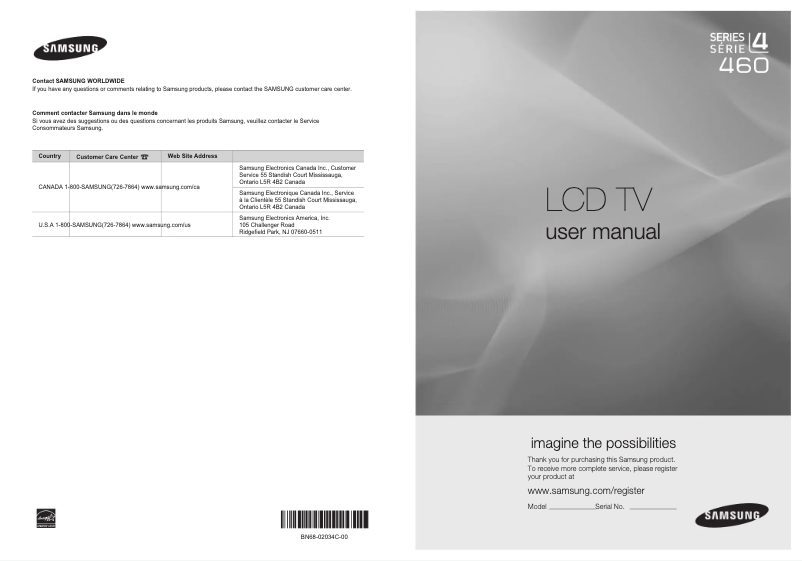 Page 1 of the manual User Manual Samsung LN32B460B2D