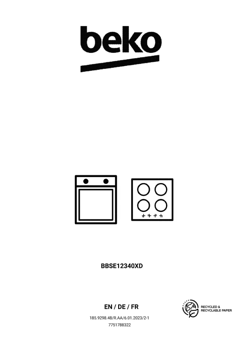 First page image of the manual for BBSE12340XD