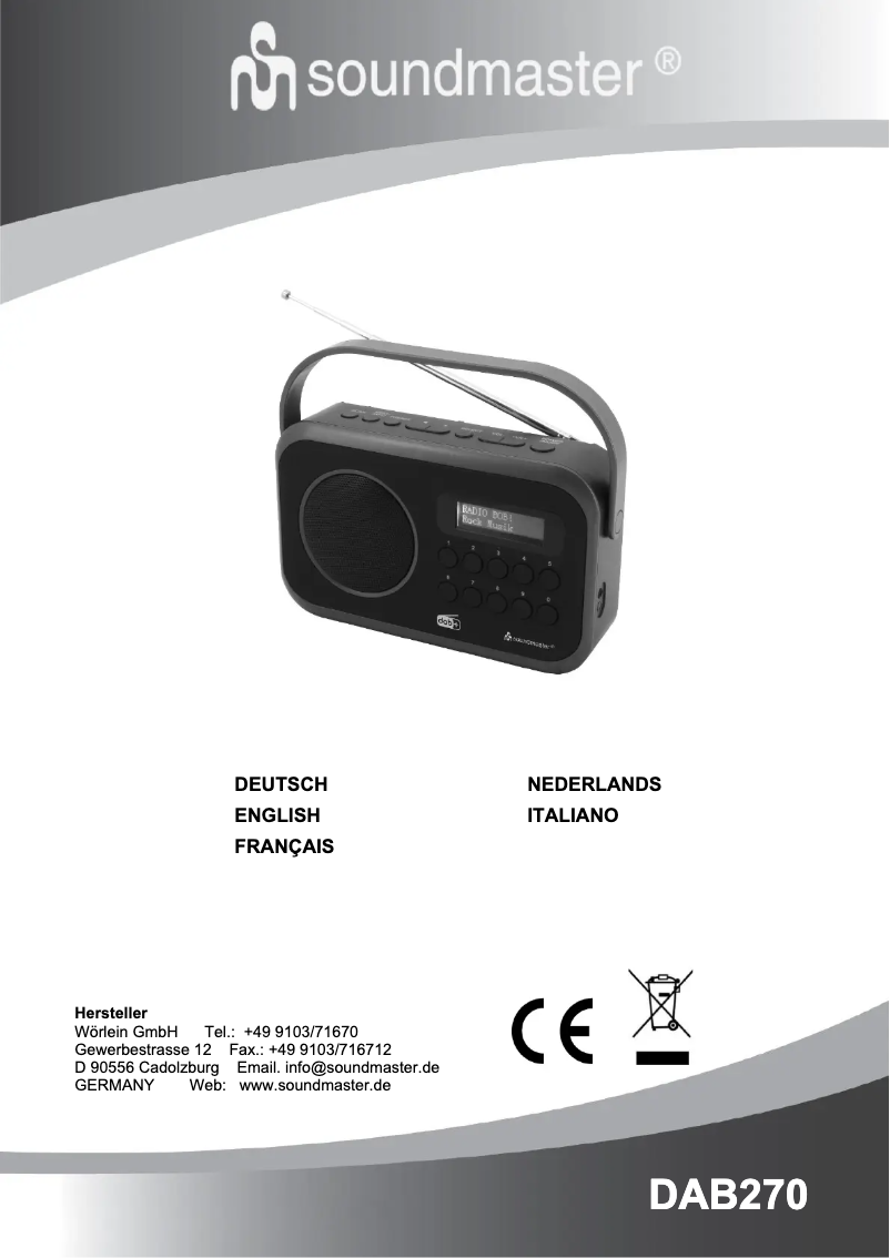 Page 1 of the manual User Manual Soundmaster DAB270