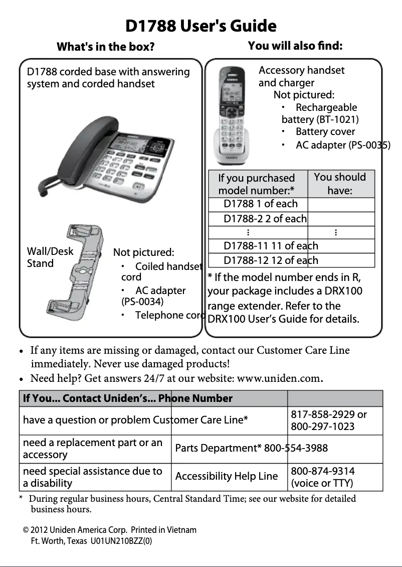 First page image of the manual for D1788-2