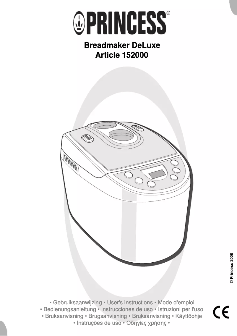 Page 1 of the manual User Manual Princess Bread Maker DeLuxe