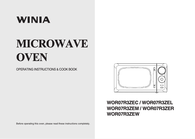 Page 1 of the manual User Manual Winia WOR07R3ZEM