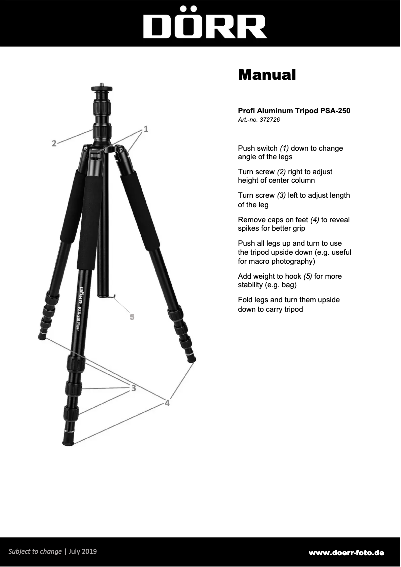 Page 1 de la notice Manuel utilisateur Dörr PSA-250 Profi