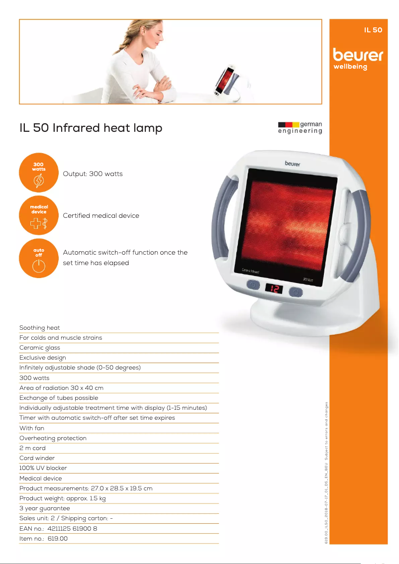 Page 1 of the manual Technical Sheet Beurer IL 50