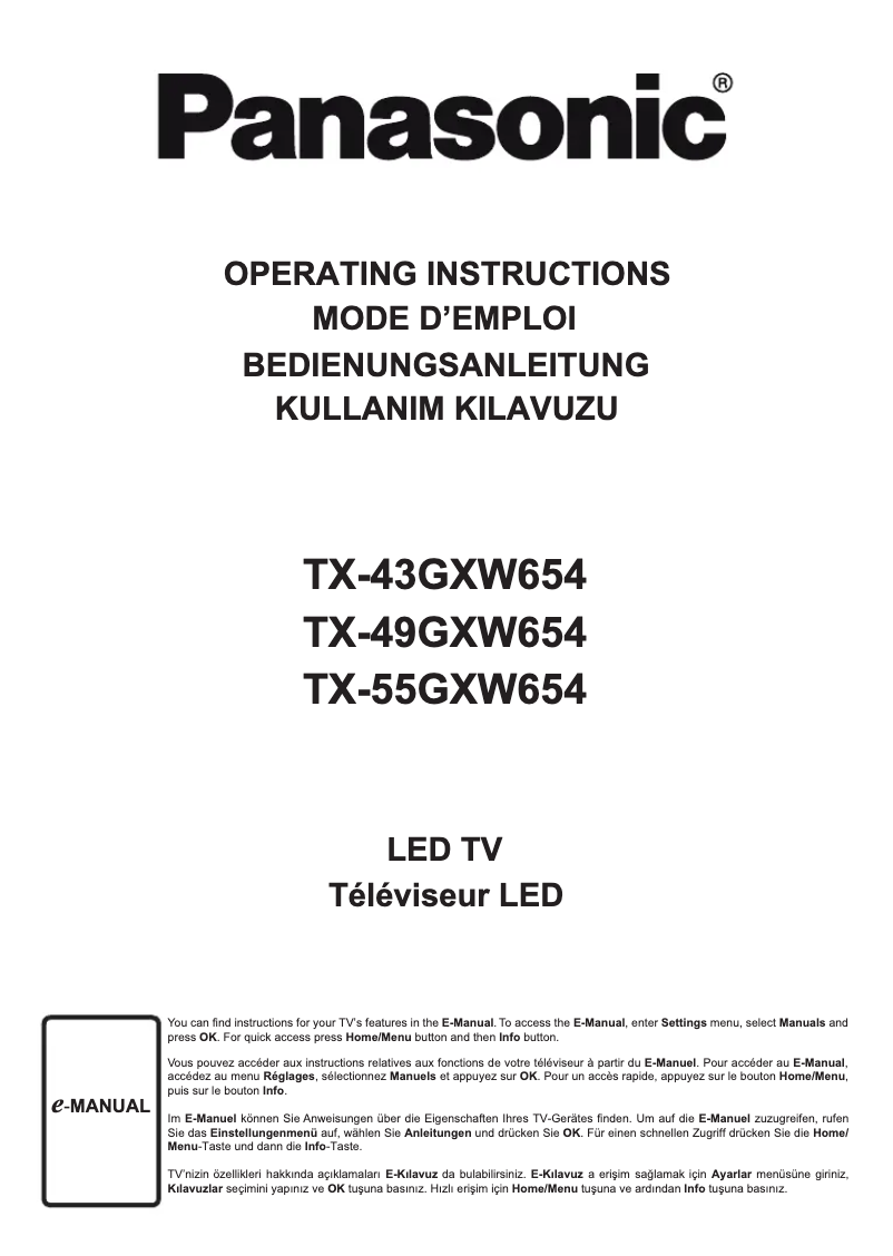 First page image of the manual for TX-49GXW654