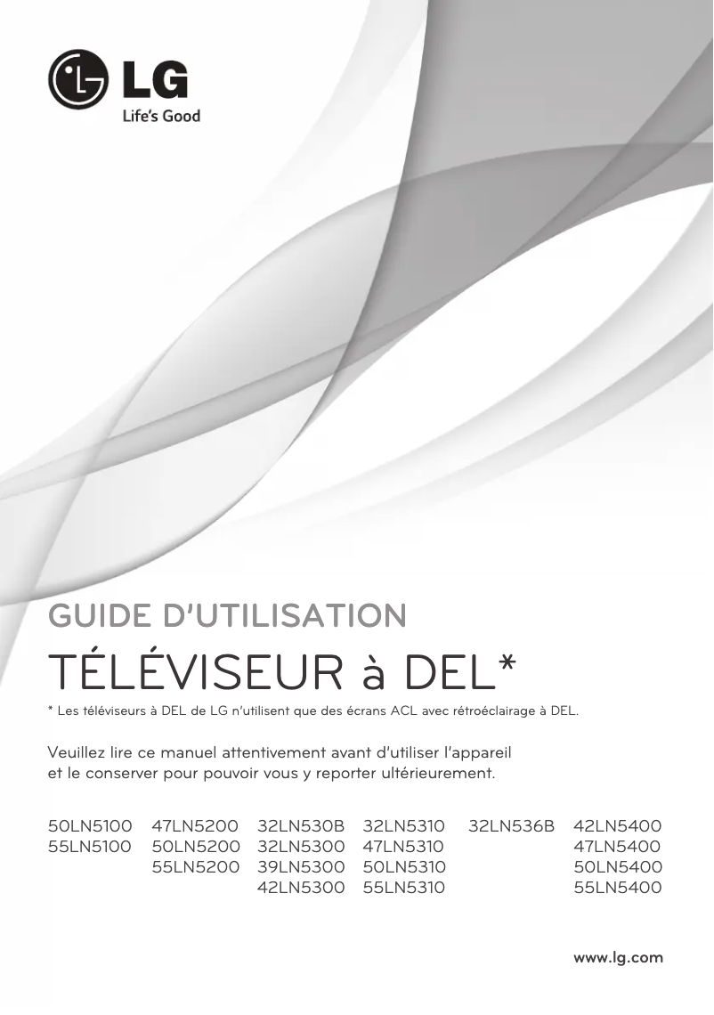 First page image of the manual for 55LN5310