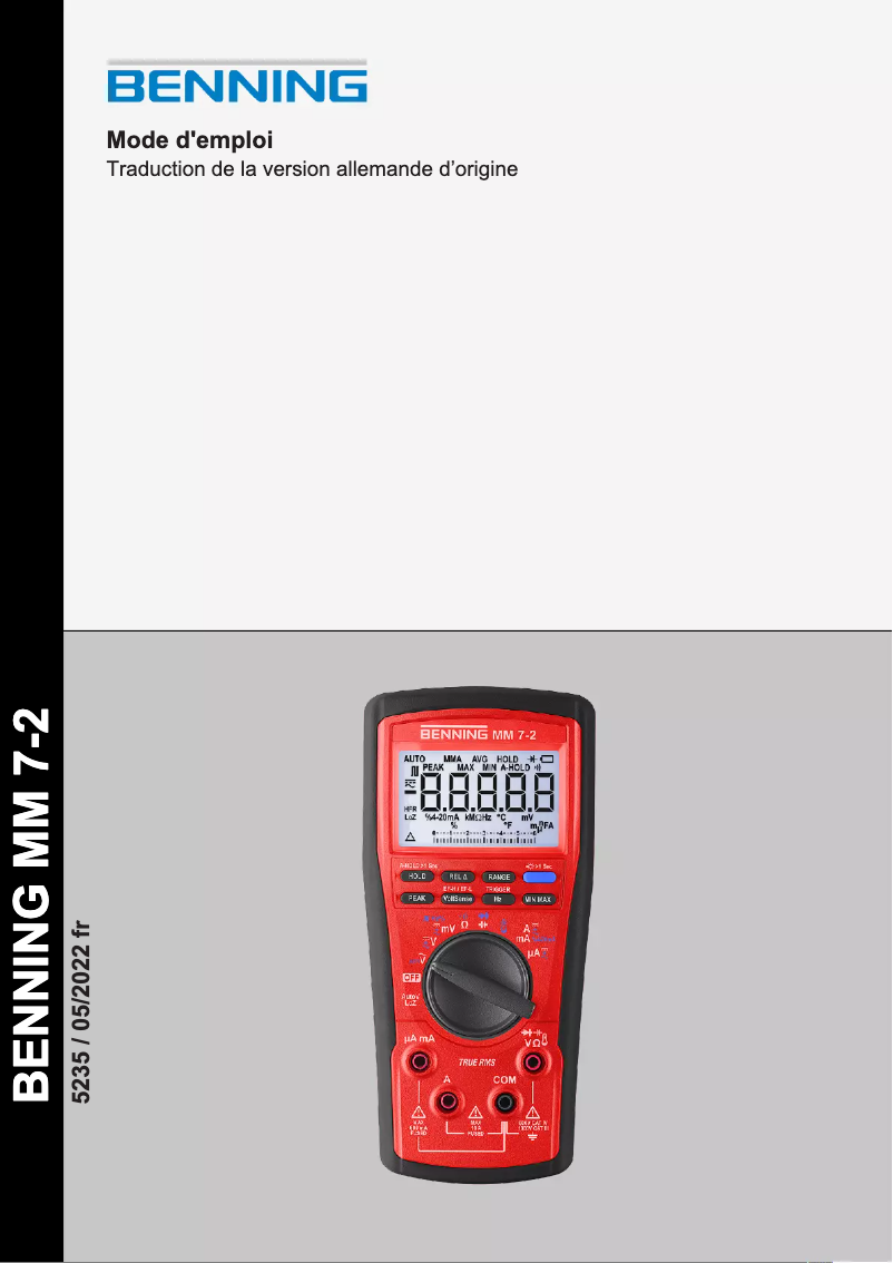 Page 1 of the manual User Manual BENNING MM 7-2