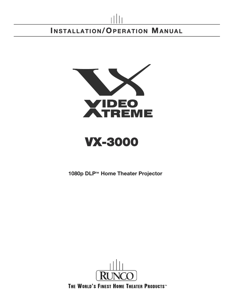 Page 1 of the manual User Manual Runco VX-3000