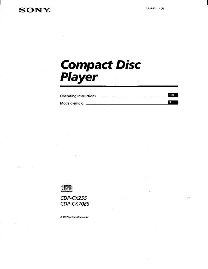First page image of the manual for CDP-CX255
