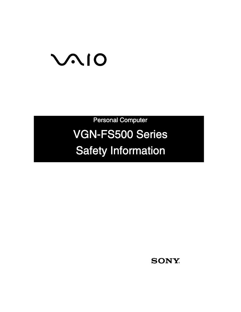 First page image of the manual for Vaio VGN-FS500P05