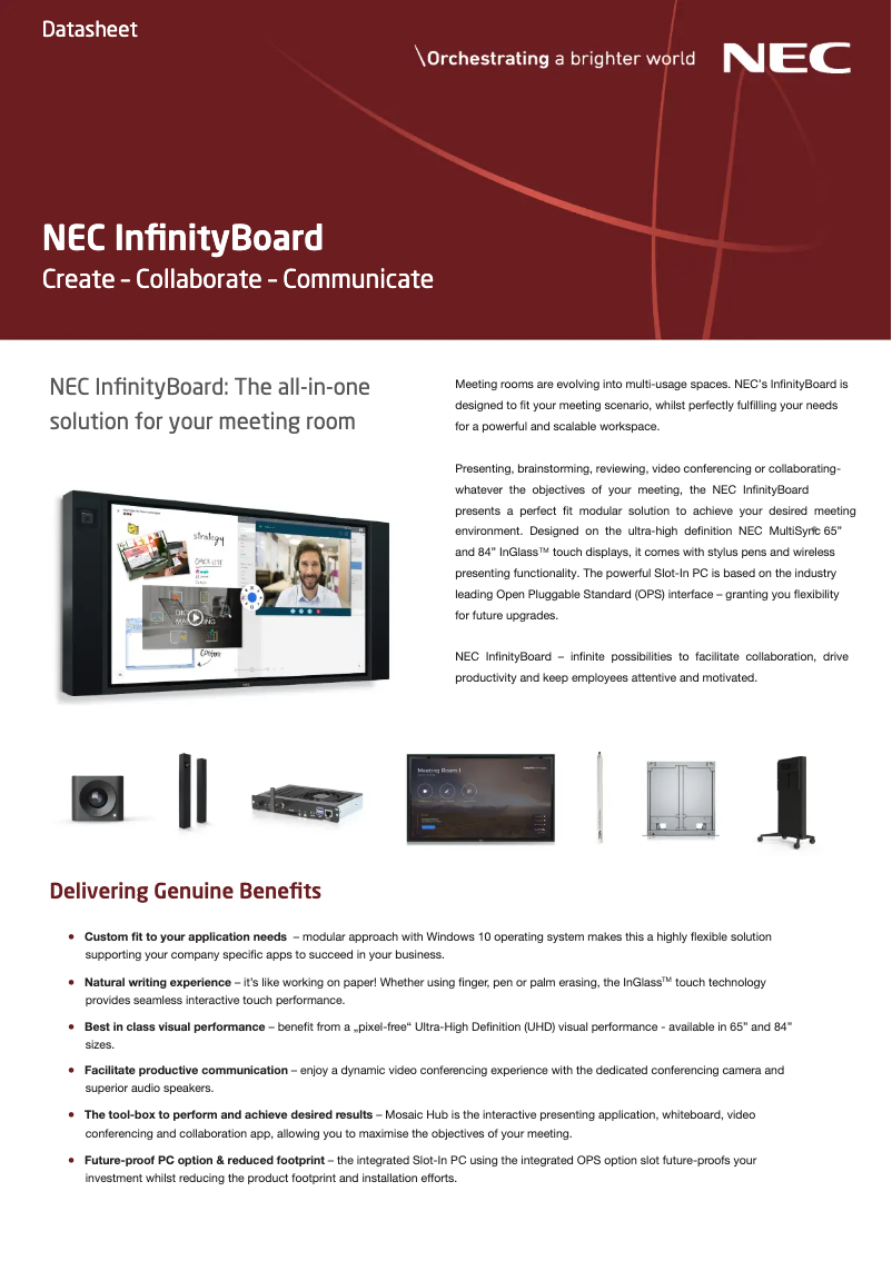 First page image of the manual for InfinityBoard 65″