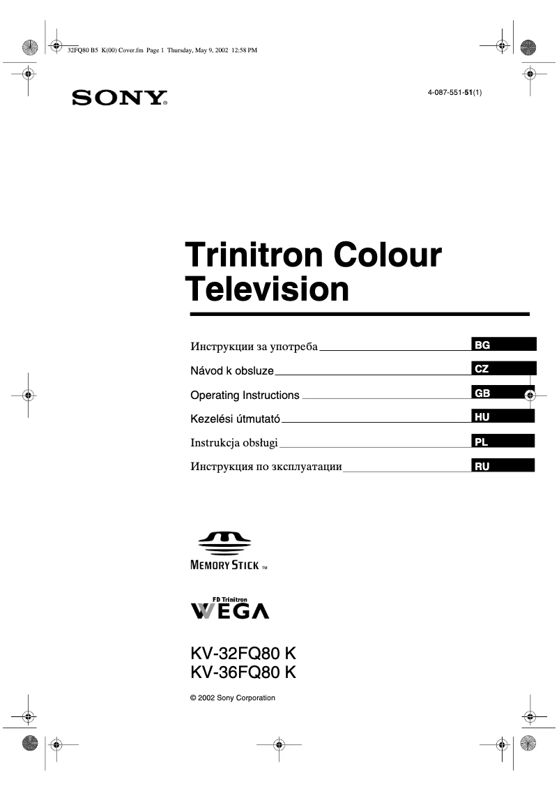 Page 1 of the manual User Manual Sony KV-36FQ80K