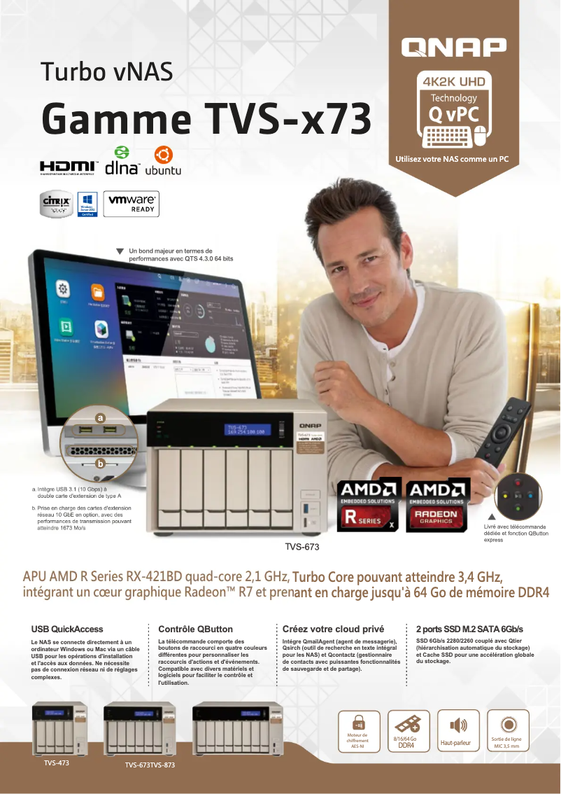 Page 1 of the manual Technical Sheet QNAP TVS-673