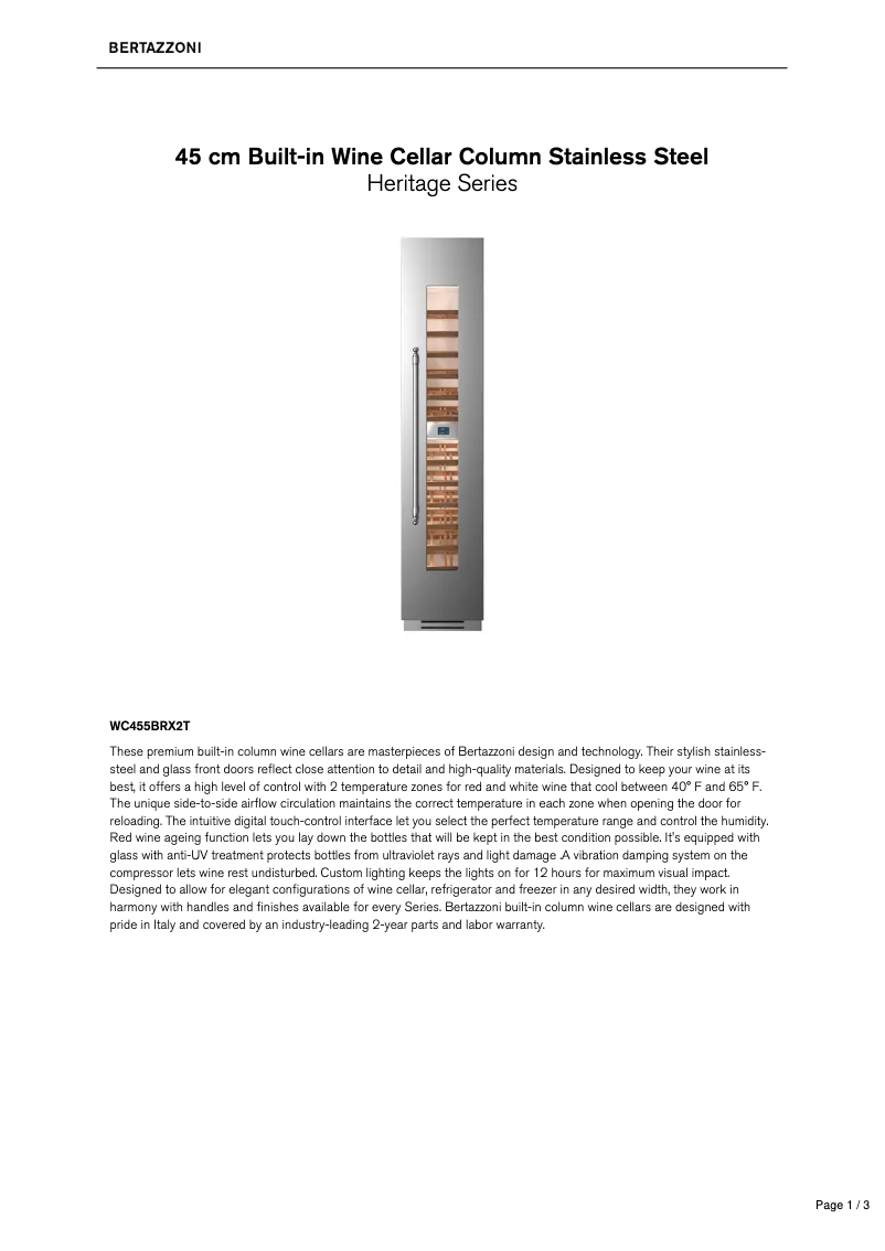 First page image of the manual for WC455BRX2T