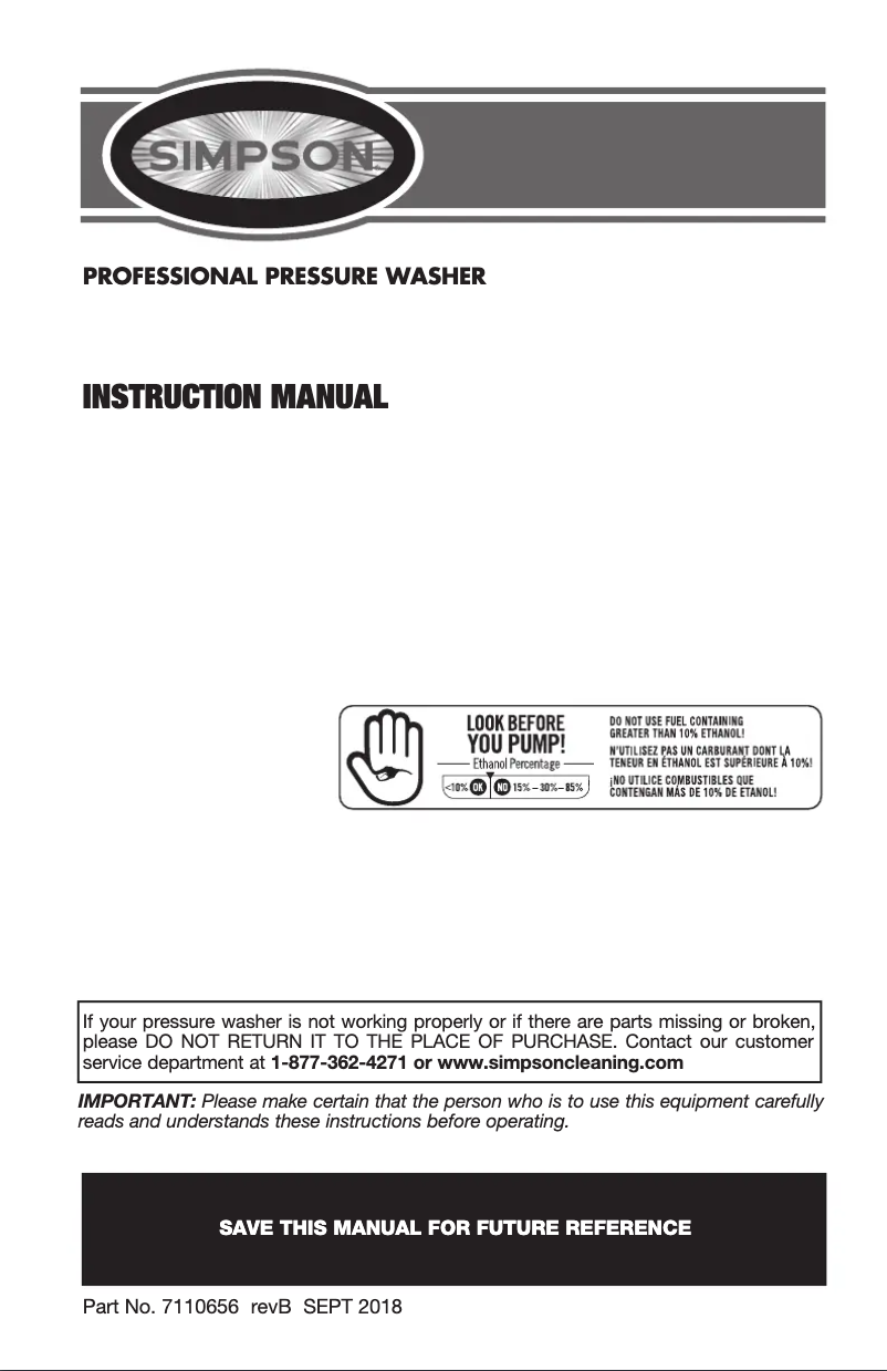 Page 1 of the manual User Manual Simpson SuperPro SW4440KCDM-S