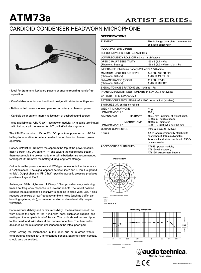 First page image of the manual for ATM73a