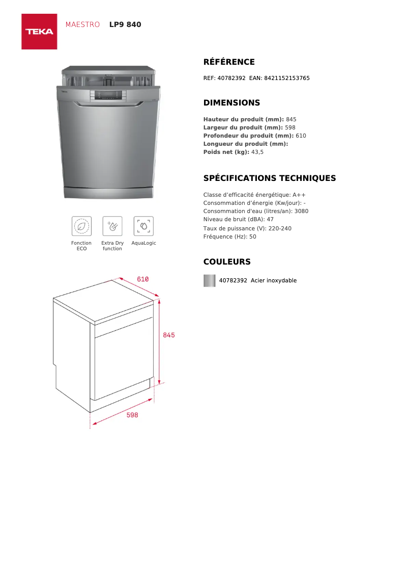 First page image of the manual for LP9 440