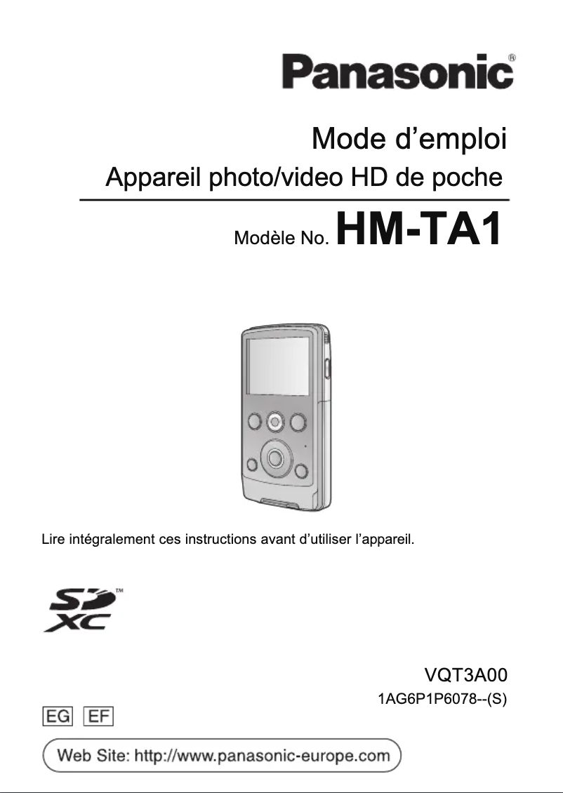 Page 1 of the manual User Manual Panasonic HM-TA1