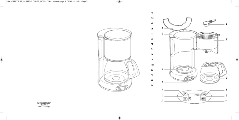 First page image of the manual for Subito FG3628