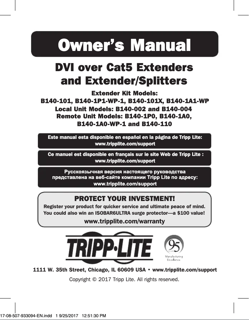 Page 1 of the manual User Manual Tripp Lite B140-101X