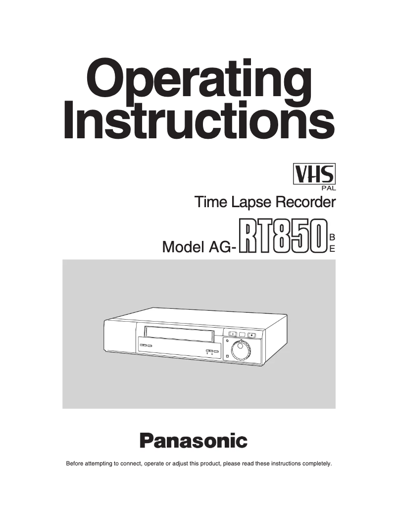 First page image of the manual for AG-RT850