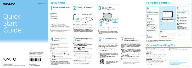 First page image of the manual for Vaio Fit 15 SVF1532BCXW