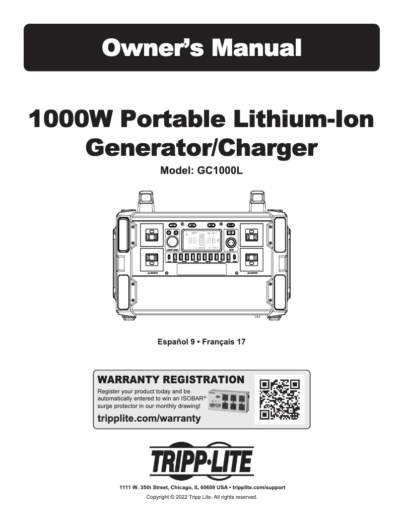 Page 1 de la notice Manuel utilisateur Tripp Lite GC1000L
