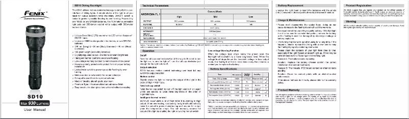 Page 1 of the manual User Manual Fenix SD10